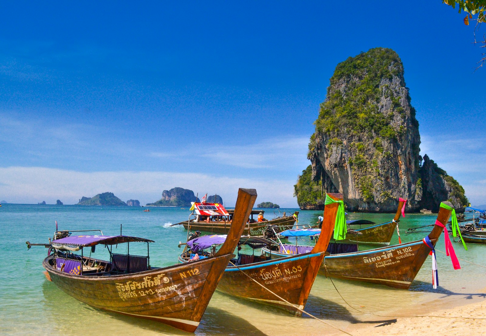 Longtail boats on Phra Nang Beach, Krabi, Thailand